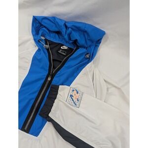 Nike Full Zip Long Sleeve Lightweight Windbreaker Jacket White Blue Retro Medium